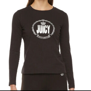 Juicy Couture Black Long Sleeve Crew Neck T-shirt Size Women's Medium